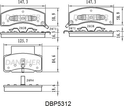 Danaher DBP5312 - Гальмівні колодки, дискові гальма autocars.com.ua