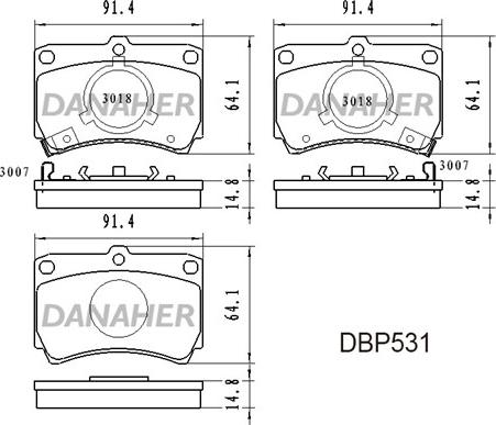 Danaher DBP531 - Гальмівні колодки, дискові гальма autocars.com.ua