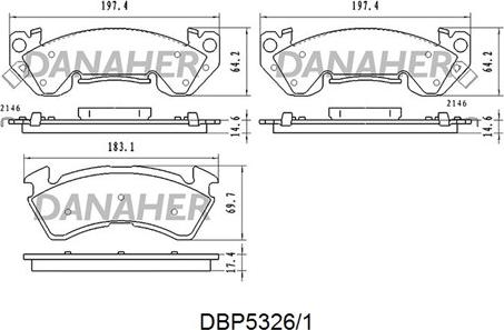 Danaher DBP5326/1 - Гальмівні колодки, дискові гальма autocars.com.ua