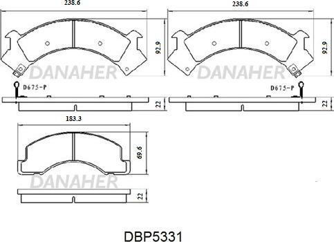 Danaher DBP5331 - Гальмівні колодки, дискові гальма autocars.com.ua