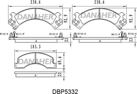 Danaher DBP5332 - Гальмівні колодки, дискові гальма autocars.com.ua