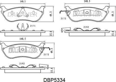 Danaher DBP5334 - Гальмівні колодки, дискові гальма autocars.com.ua