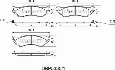 Danaher DBP5335/1 - Гальмівні колодки, дискові гальма autocars.com.ua