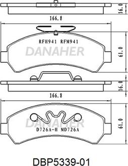 Danaher DBP5339-01 - Тормозные колодки, дисковые, комплект autodnr.net