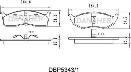 Danaher DBP5343/1 - Гальмівні колодки, дискові гальма autocars.com.ua