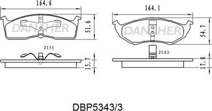 Danaher DBP5343/3 - Гальмівні колодки, дискові гальма autocars.com.ua