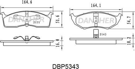 Danaher DBP5343 - Гальмівні колодки, дискові гальма autocars.com.ua