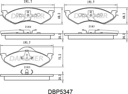 Danaher DBP5347 - Гальмівні колодки, дискові гальма autocars.com.ua