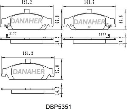 Danaher DBP5351 - Гальмівні колодки, дискові гальма autocars.com.ua