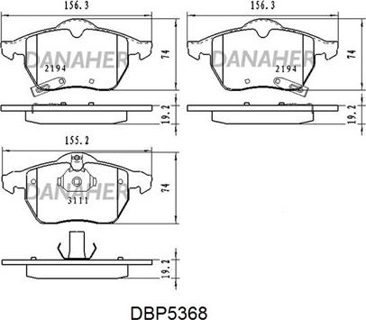 Danaher DBP5368 - Гальмівні колодки, дискові гальма autocars.com.ua