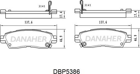 Danaher DBP5386 - Гальмівні колодки, дискові гальма autocars.com.ua