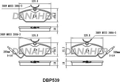 Danaher DBP539 - Тормозные колодки, дисковые, комплект autodnr.net