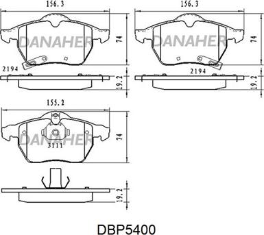 Danaher DBP5400 - Гальмівні колодки, дискові гальма autocars.com.ua