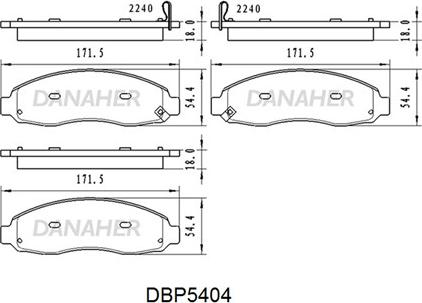 Danaher DBP5404 - Гальмівні колодки, дискові гальма autocars.com.ua