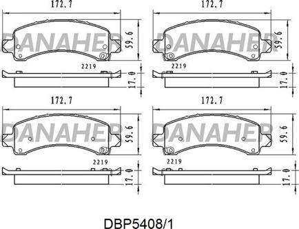 Danaher DBP5408/1 - Гальмівні колодки, дискові гальма autocars.com.ua