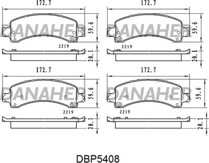 Danaher DBP5408 - Гальмівні колодки, дискові гальма autocars.com.ua