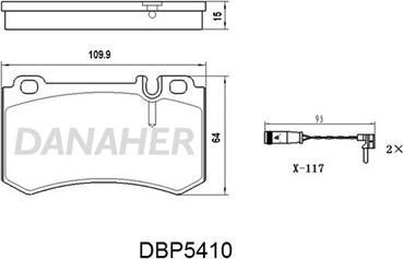 Danaher DBP5410 - Гальмівні колодки, дискові гальма autocars.com.ua