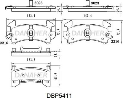 Danaher DBP5411 - Гальмівні колодки, дискові гальма autocars.com.ua