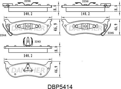 Danaher DBP5414 - Гальмівні колодки, дискові гальма autocars.com.ua