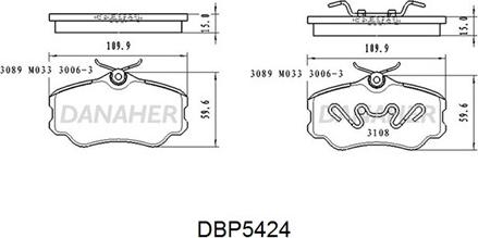Danaher DBP5424 - Гальмівні колодки, дискові гальма autocars.com.ua