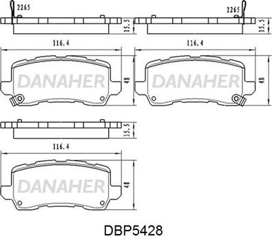 Danaher DBP5428 - Гальмівні колодки, дискові гальма autocars.com.ua