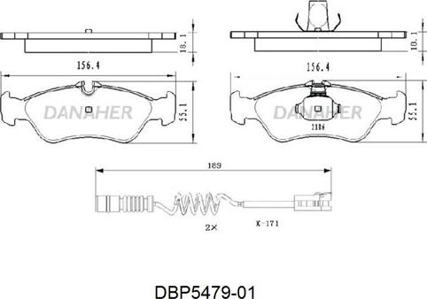 Danaher DBP5479-01 - Гальмівні колодки, дискові гальма autocars.com.ua