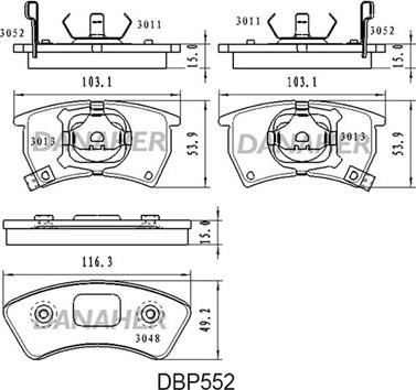 Danaher DBP552 - Тормозные колодки, дисковые, комплект autodnr.net