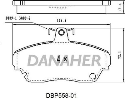 Danaher DBP558-01 - Гальмівні колодки, дискові гальма autocars.com.ua