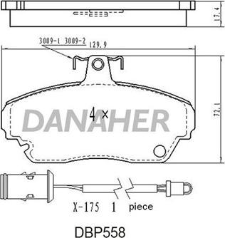 Danaher DBP558 - Гальмівні колодки, дискові гальма autocars.com.ua