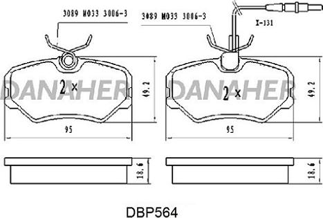 Danaher DBP564 - Гальмівні колодки, дискові гальма autocars.com.ua