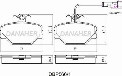 Danaher DBP566/1 - Гальмівні колодки, дискові гальма autocars.com.ua