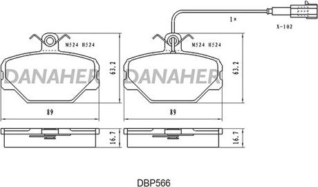Danaher DBP566 - Гальмівні колодки, дискові гальма autocars.com.ua