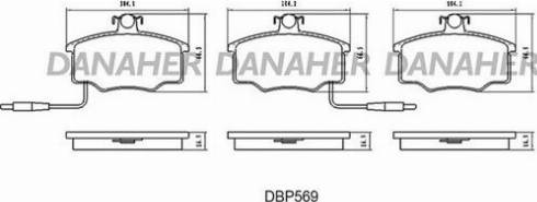 Danaher DBP569 - Гальмівні колодки, дискові гальма autocars.com.ua