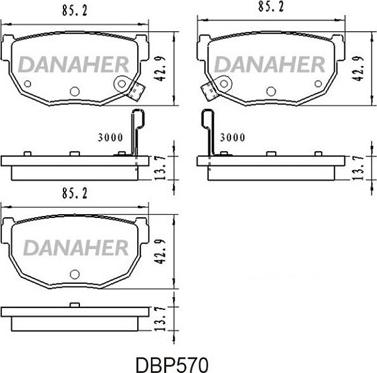 Danaher DBP570 - Тормозные колодки, дисковые, комплект autodnr.net