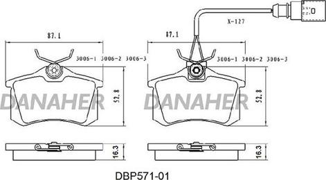 Danaher DBP571-01 - Гальмівні колодки, дискові гальма autocars.com.ua