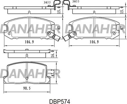 Danaher DBP574 - Гальмівні колодки, дискові гальма autocars.com.ua