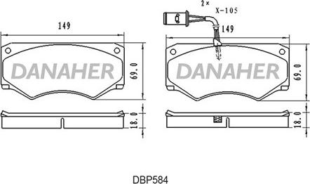 Danaher DBP584 - Гальмівні колодки, дискові гальма autocars.com.ua