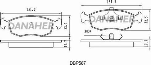 Danaher DBP587 - Гальмівні колодки, дискові гальма autocars.com.ua