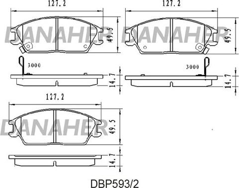 Danaher DBP593/2 - Гальмівні колодки, дискові гальма autocars.com.ua