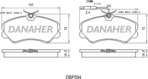 Danaher DBP594 - Гальмівні колодки, дискові гальма autocars.com.ua