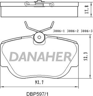 Danaher DBP597/1 - Гальмівні колодки, дискові гальма autocars.com.ua