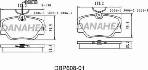 Danaher DBP608-01 - Гальмівні колодки, дискові гальма autocars.com.ua