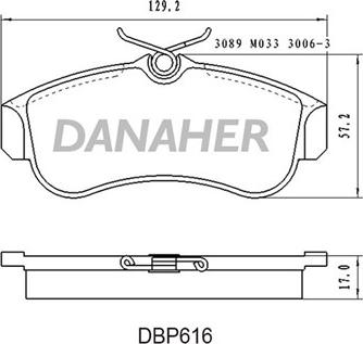 Danaher DBP616 - Гальмівні колодки, дискові гальма autocars.com.ua