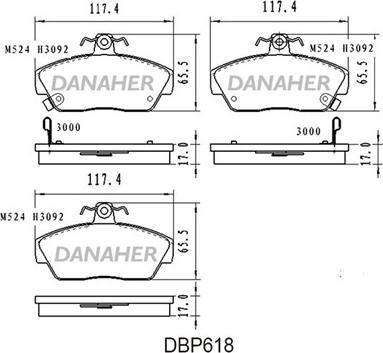 Danaher DBP618 - Тормозные колодки, дисковые, комплект autodnr.net
