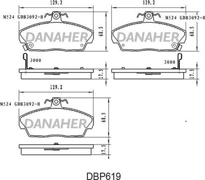 Danaher DBP619 - Гальмівні колодки, дискові гальма autocars.com.ua
