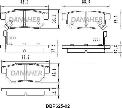 Danaher DBP625-02 - Тормозные колодки, дисковые, комплект autodnr.net