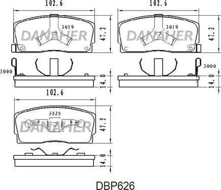 Danaher DBP626 - Гальмівні колодки, дискові гальма autocars.com.ua