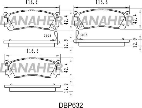 Danaher DBP632 - Тормозные колодки, дисковые, комплект autodnr.net