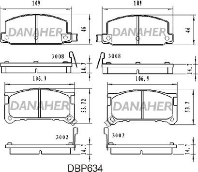 Danaher DBP634 - Тормозные колодки, дисковые, комплект autodnr.net