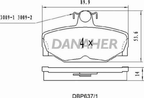 Danaher DBP637/1 - Гальмівні колодки, дискові гальма autocars.com.ua